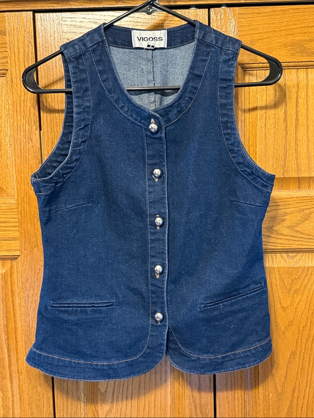Vigoss Dark Blue Denim Button-Front Women’s Vest- Small
